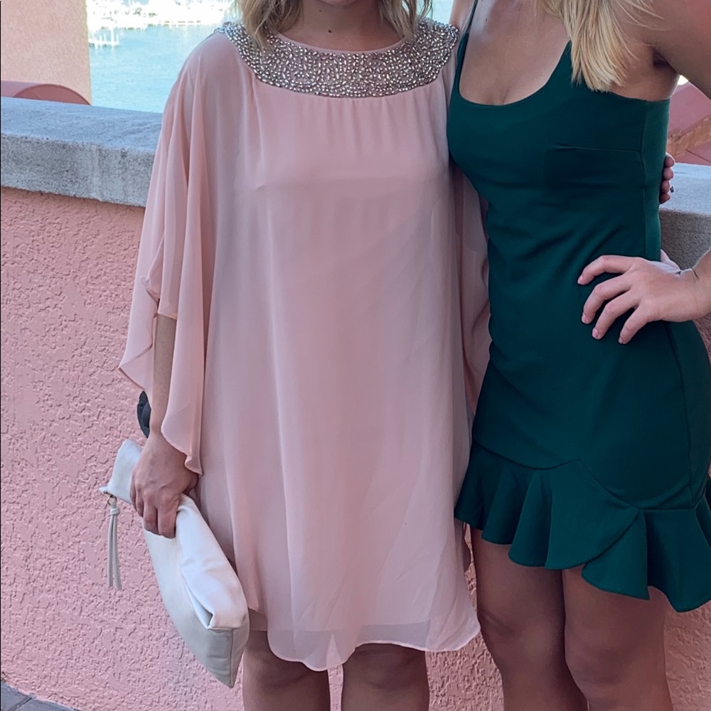 Flowy Light Pink Dress with Beaded Accents